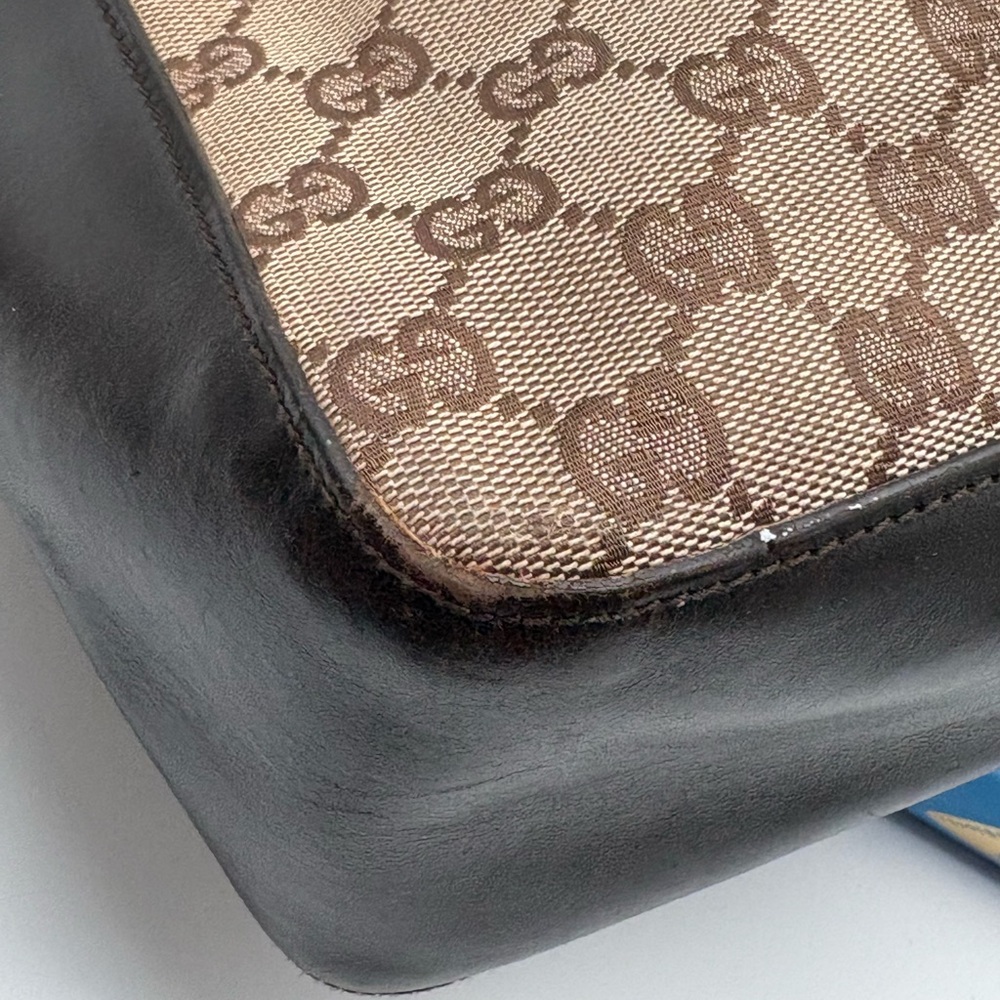 Gucci Brown GG Canvas Shoulder Bag with Leather Trim - Picture 6 of 8